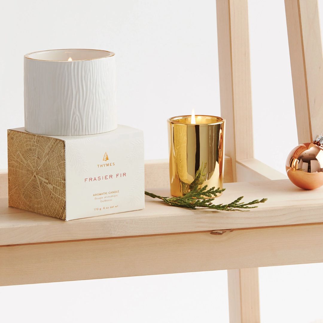 Frasier Fir Gilded Gold Votive Candle