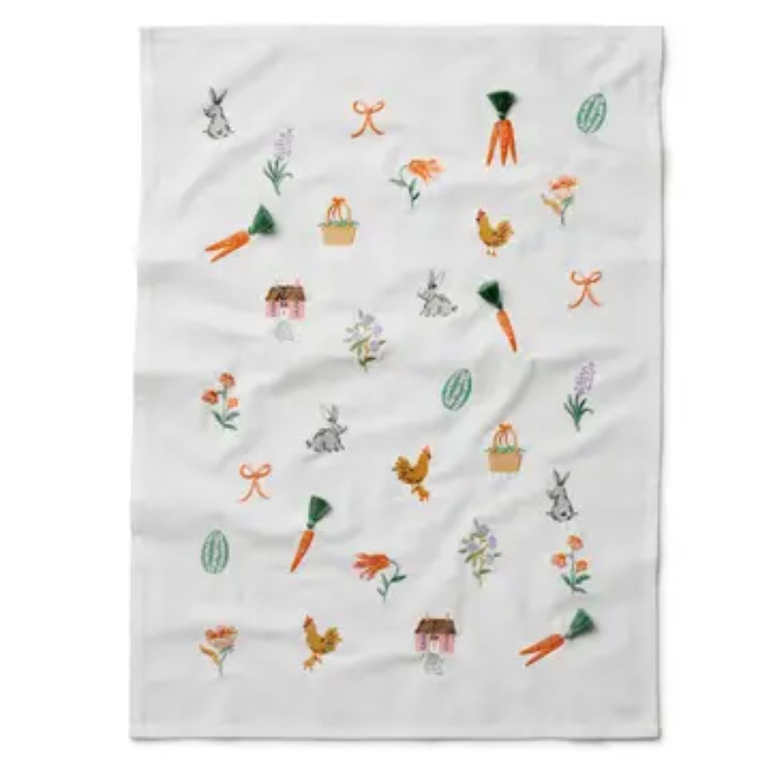 Rifle Paper Embroidered Tea Towel