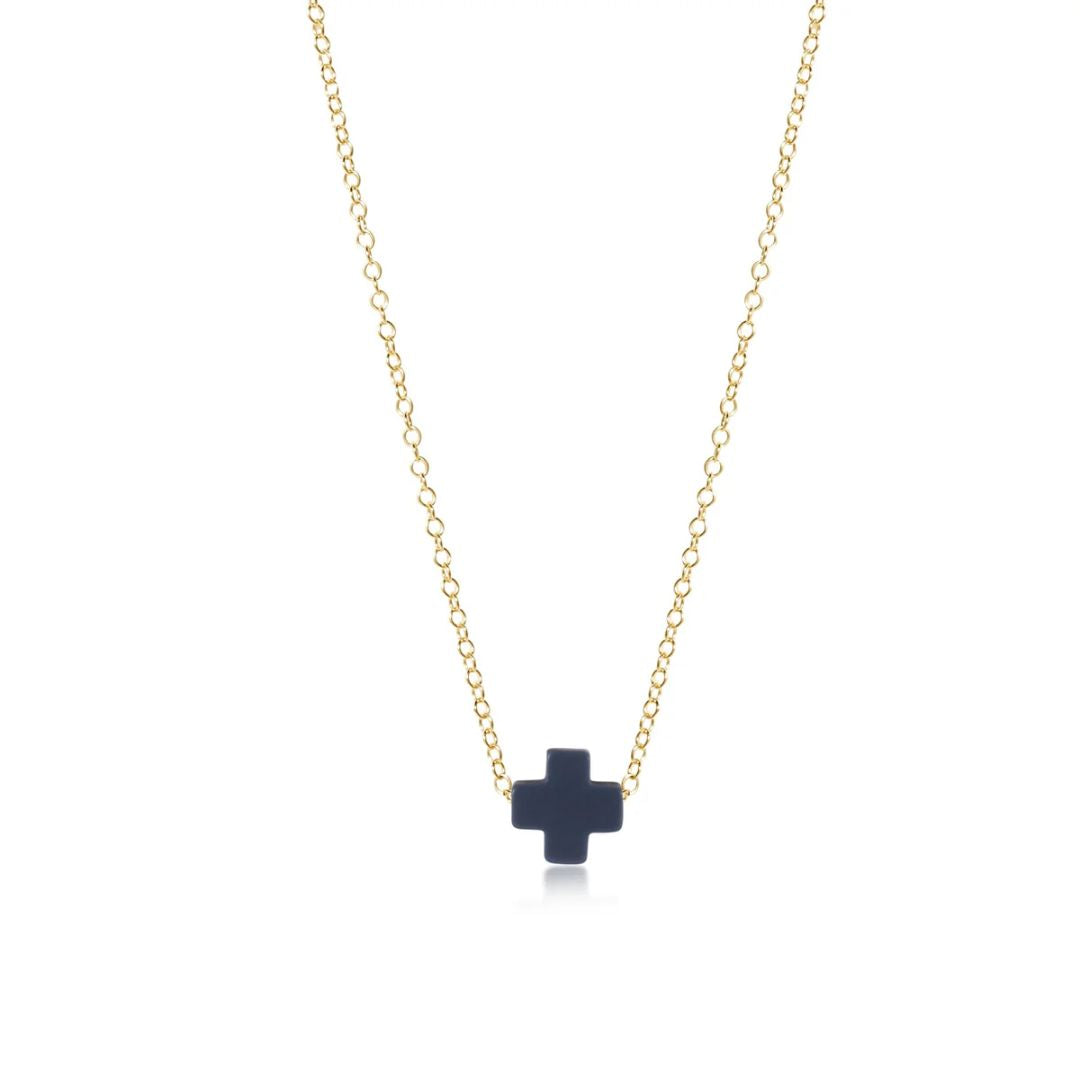 E Newton Signature Cross 16" Gold Necklace