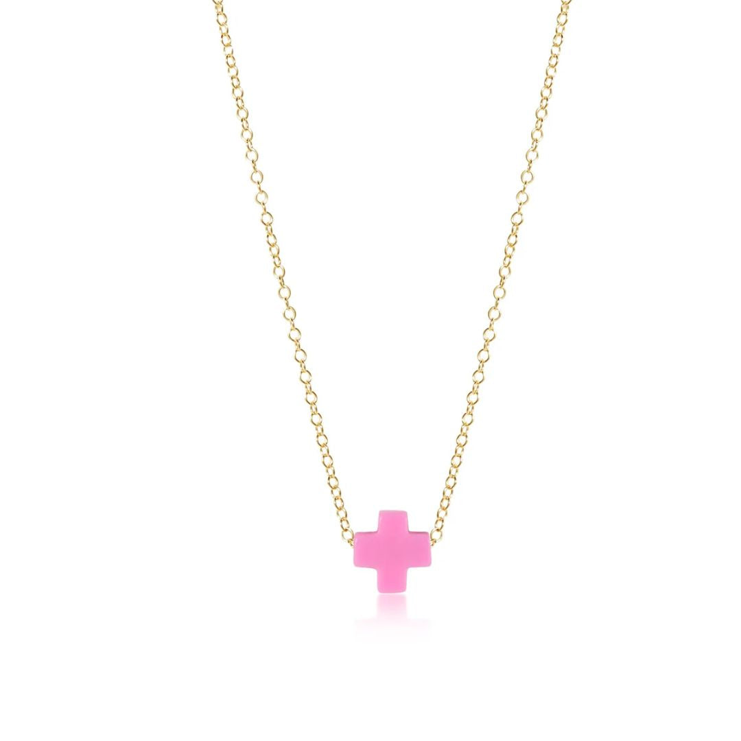E Newton Signature Cross 16" Gold Necklace