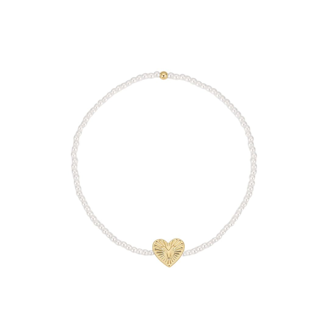 Pearl Vintage Heart Initial Bracelet