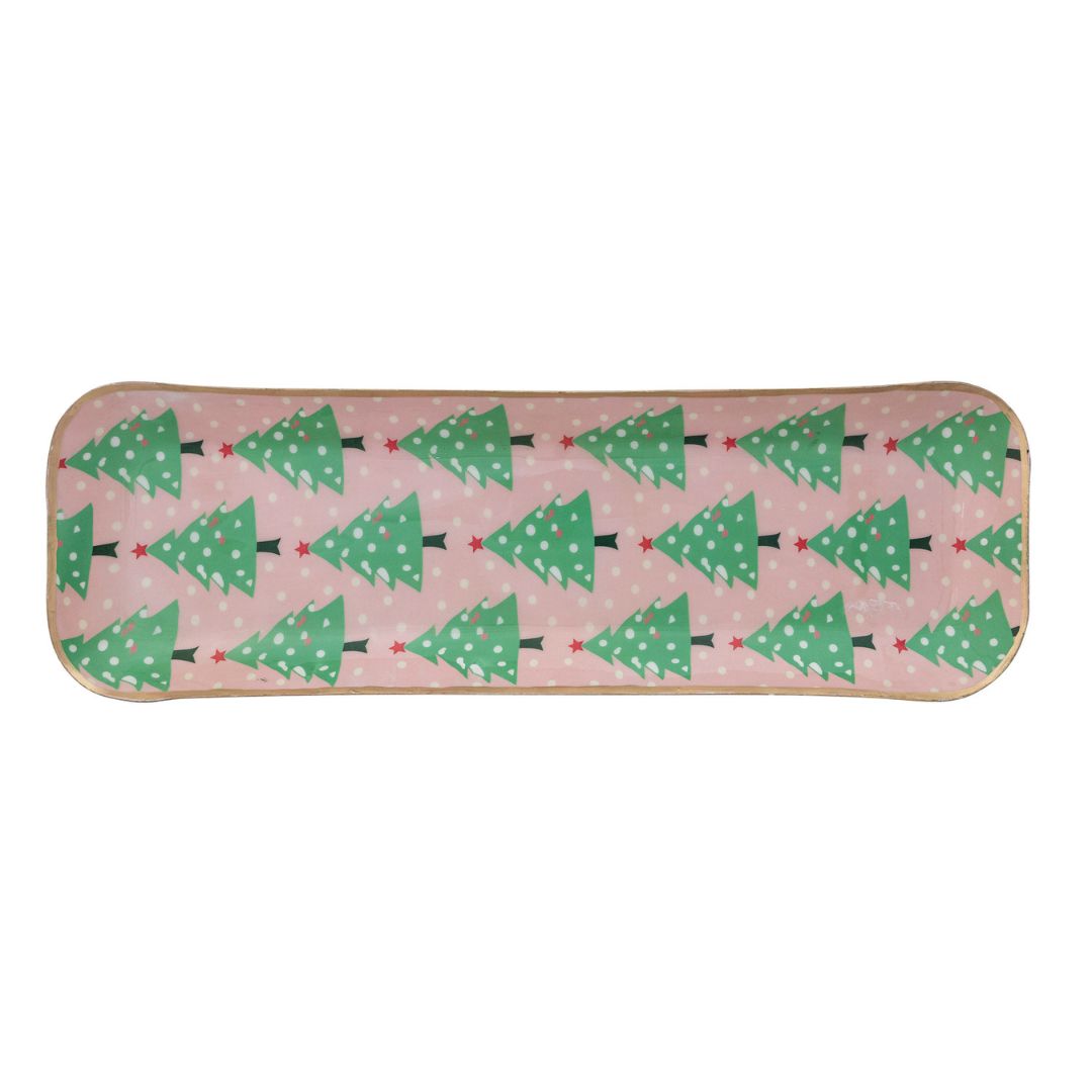 Enameled Metal Tray w/ Trees