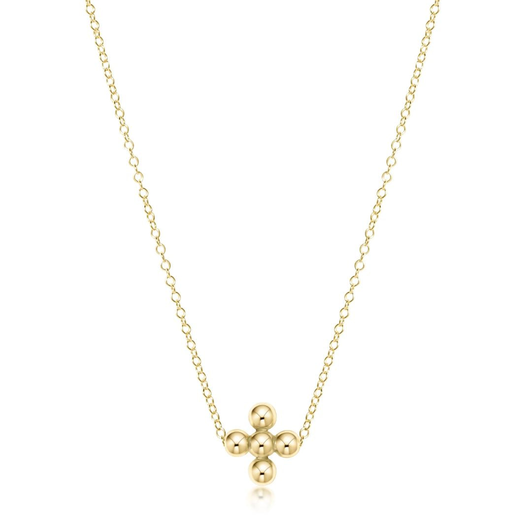 E Newton Classic Beaded Cross Gold Necklace 16"