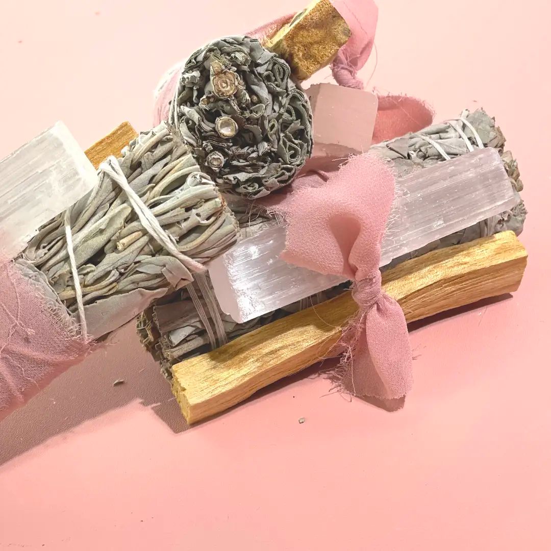 White Sage with Selenite and Palo Santo Bundle