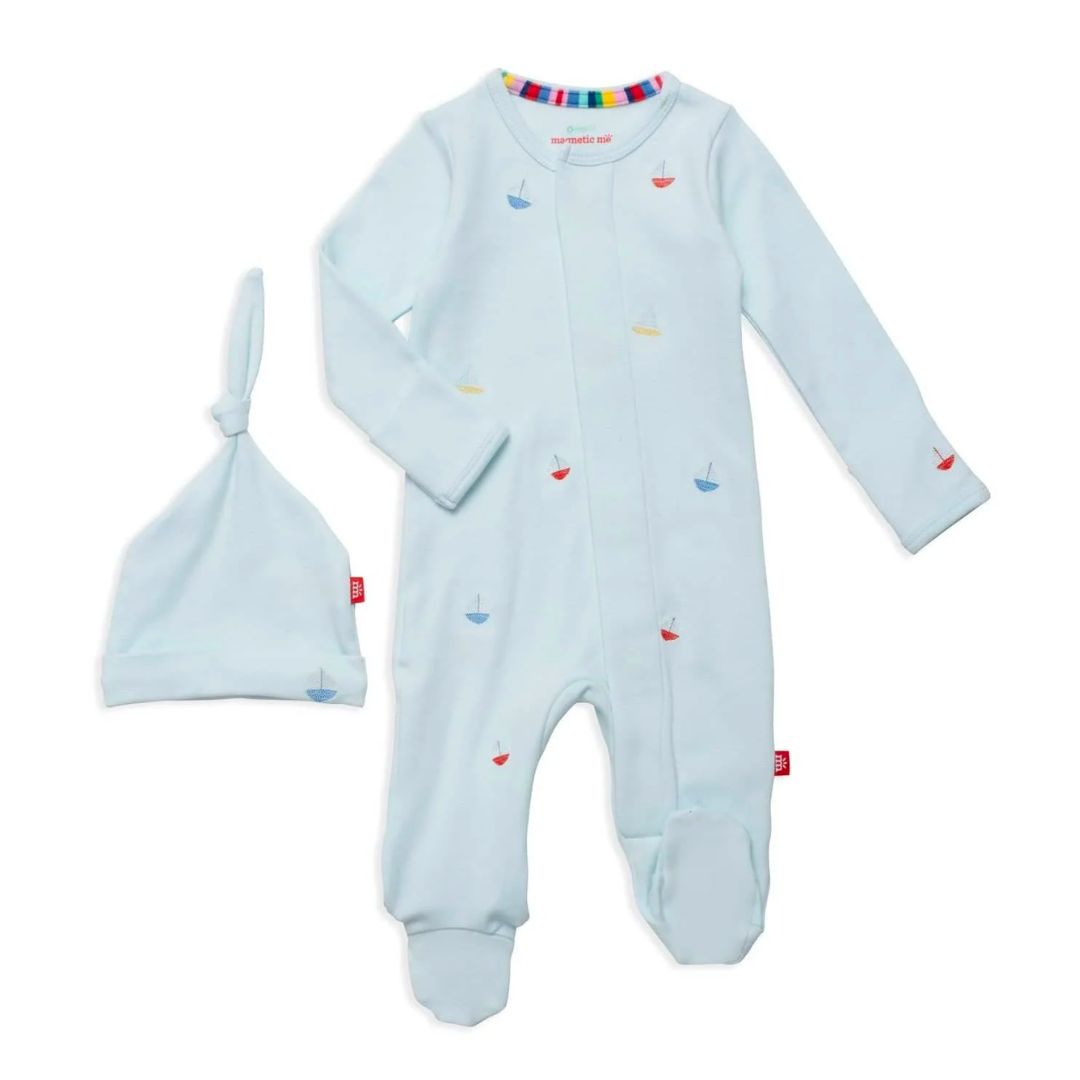 Magnetic Me Embroidered Organic Cotton Footie
