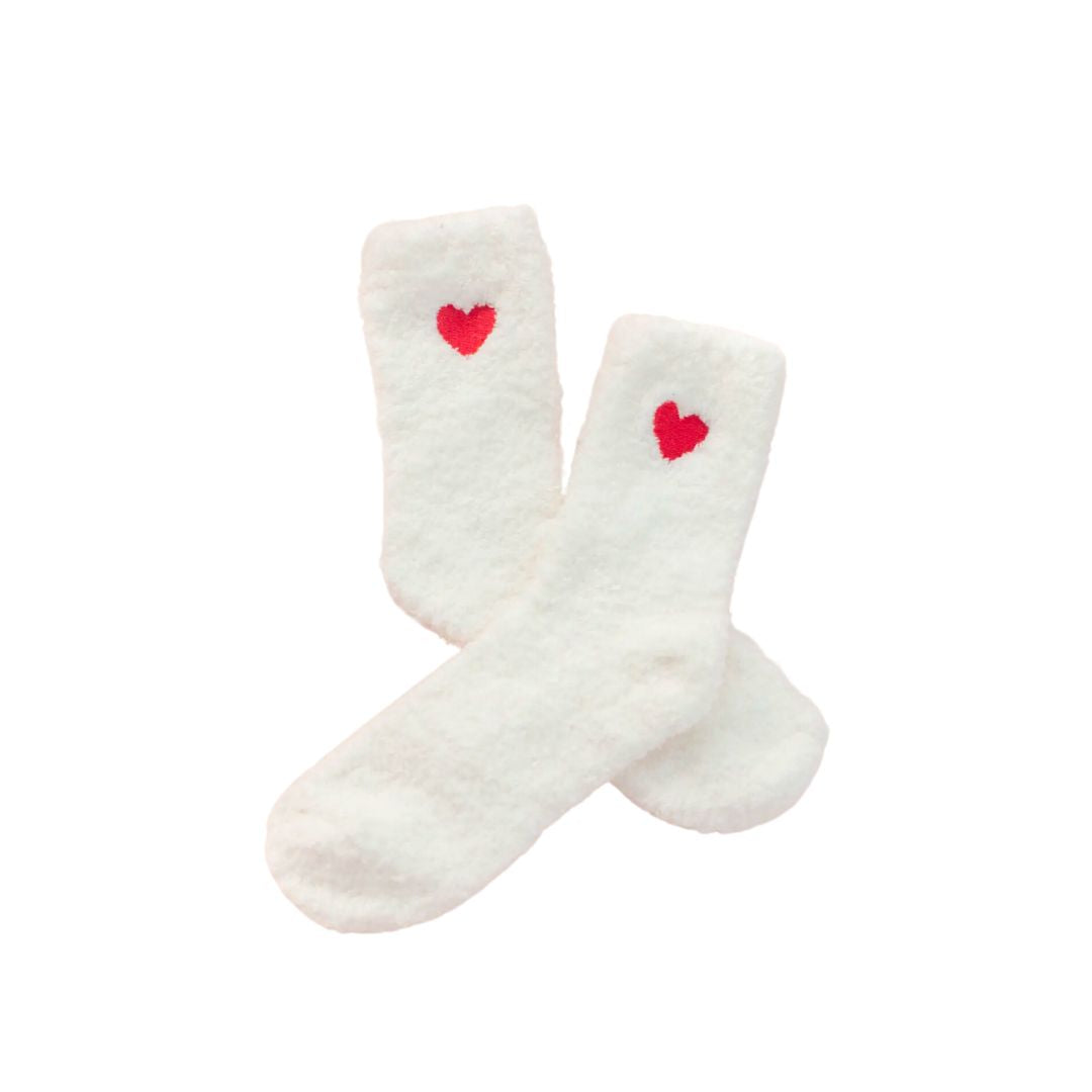 Valentine's Embroidery Heart Fuzzy Socks