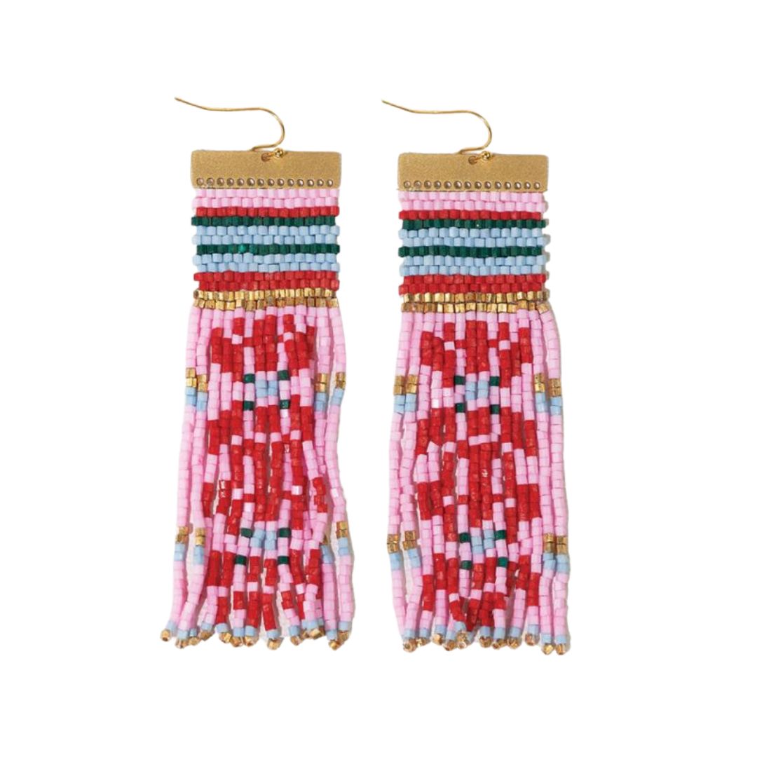 Ink & Alloy Lauren Faire Isle Nordic Beaded Fringe Earring