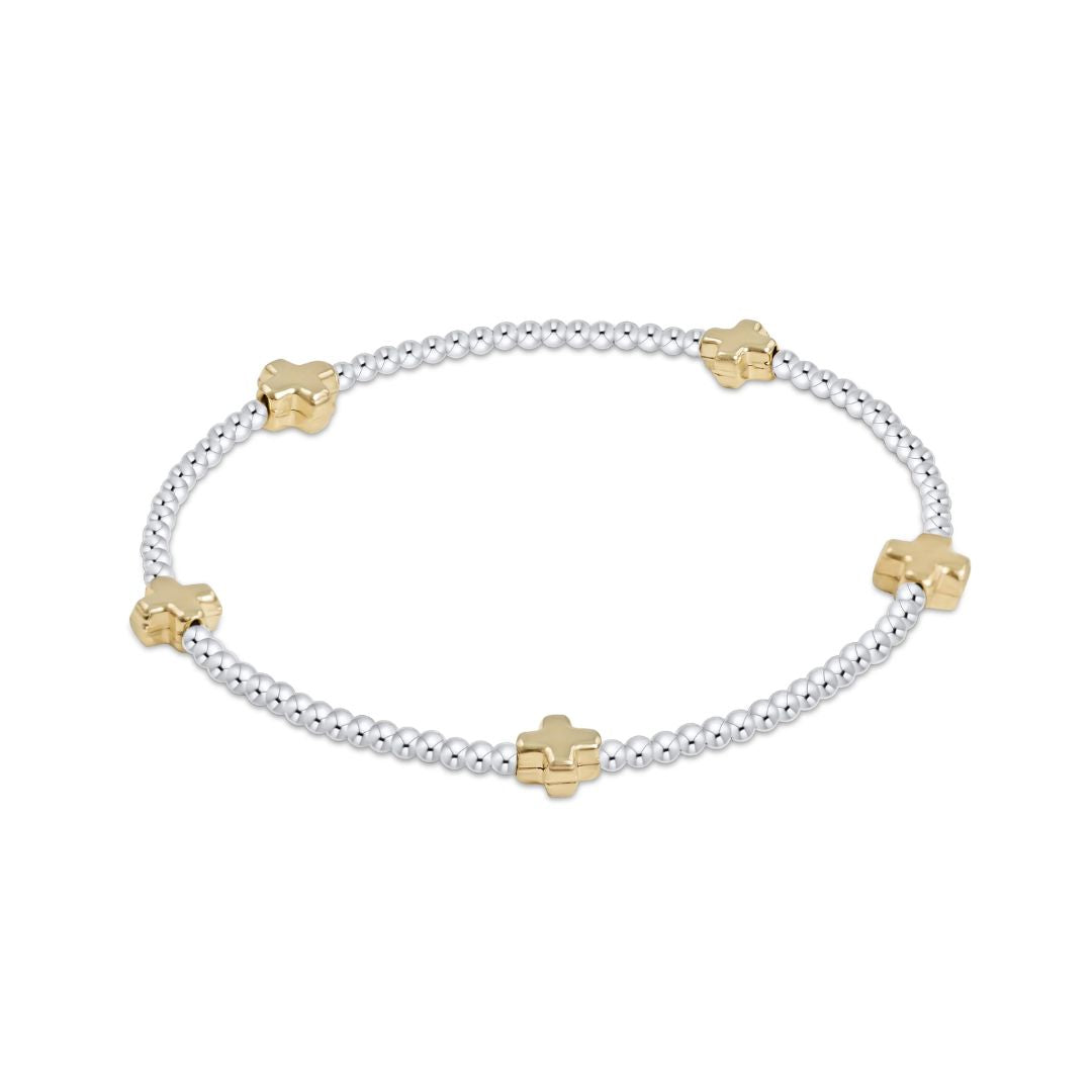 E Newton Signature Cross Mixed Metal Gold Bracelet