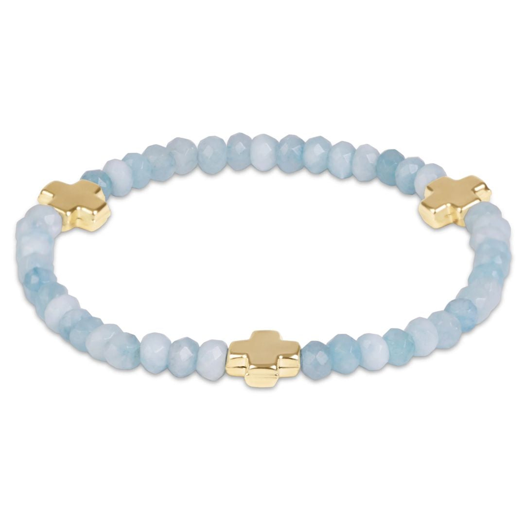 E Newton Signature Cross Gold 4MM Gemstone Bracelet