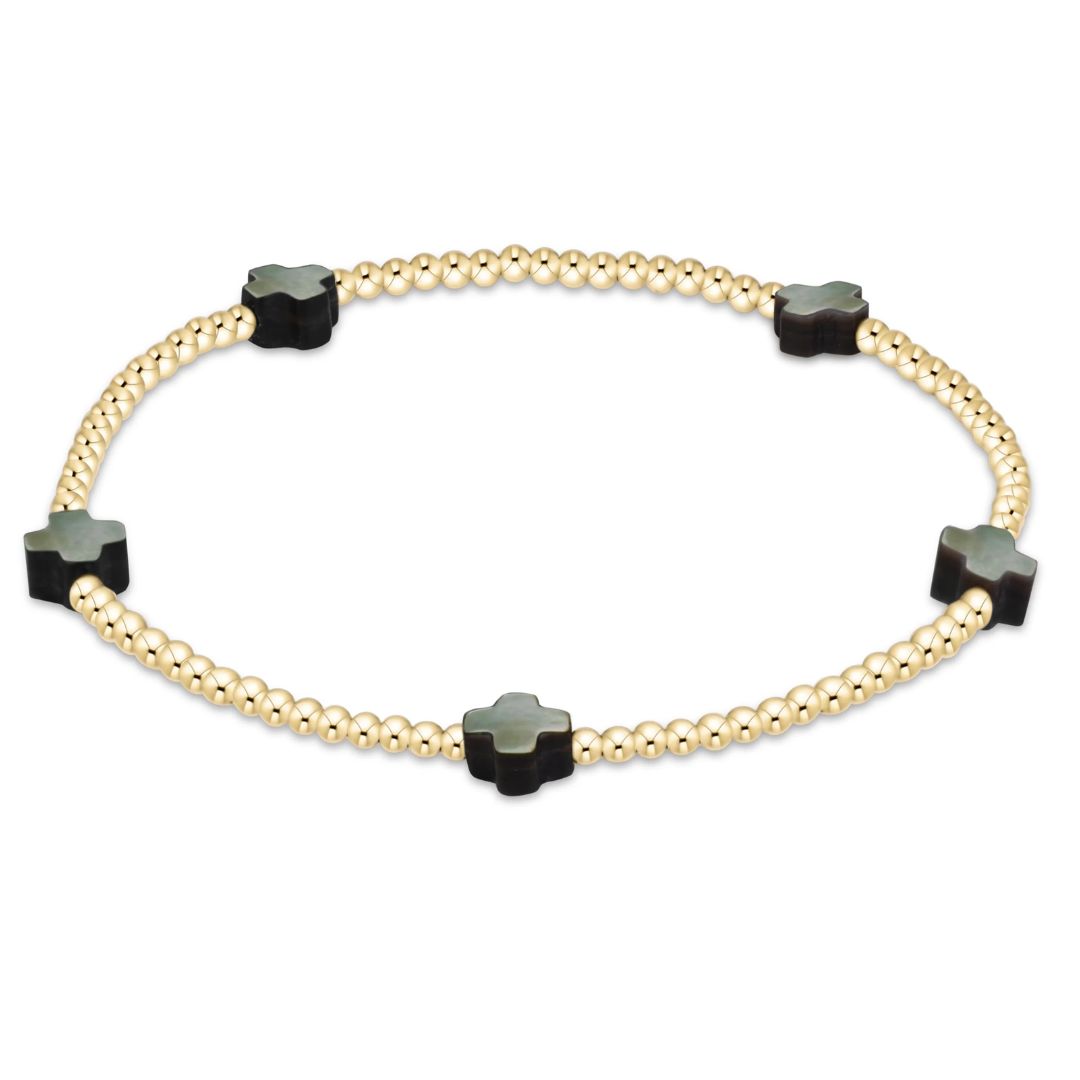 E Newton Signature Cross Small 2MM Gold Bracelet