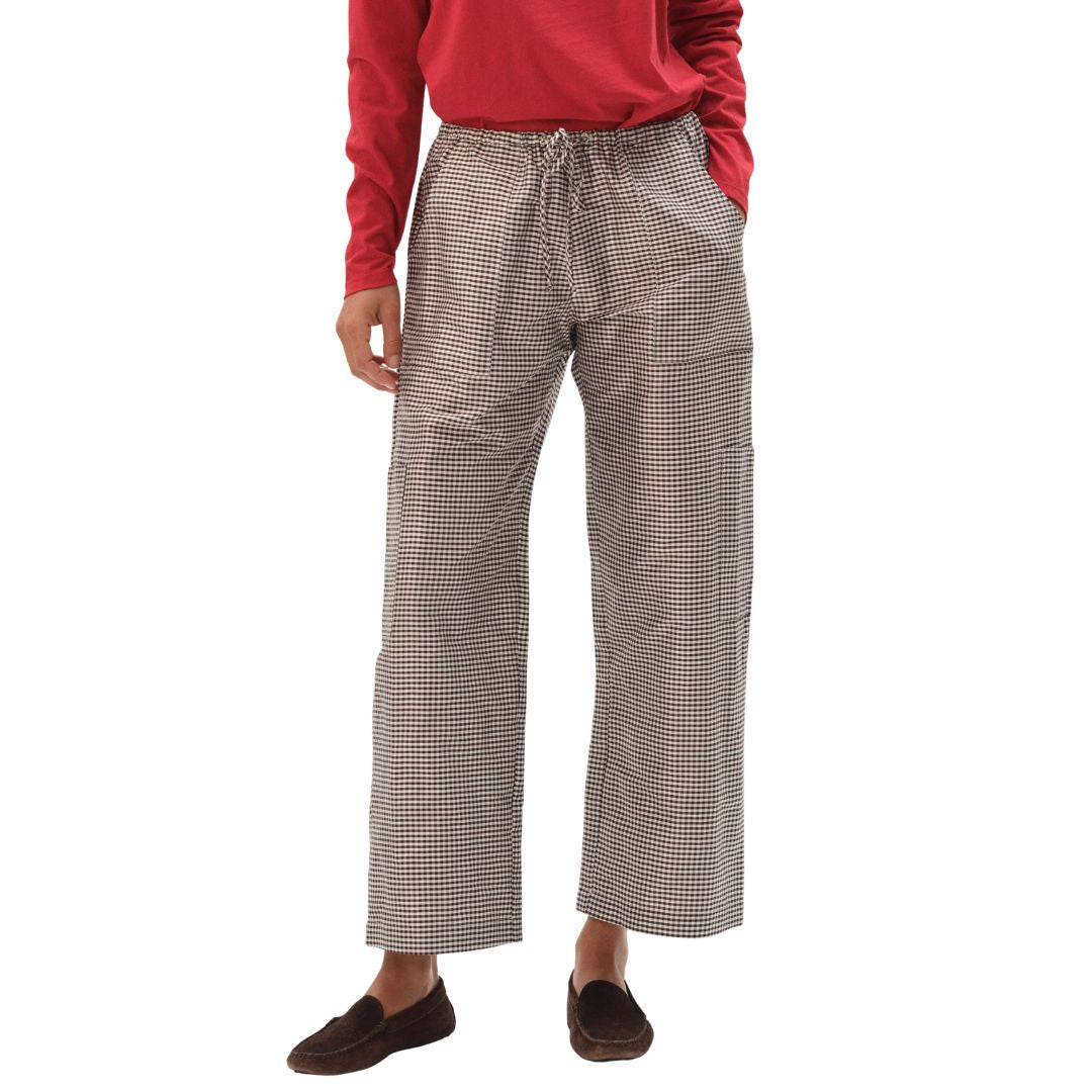 Donni Taffeta Gingham Drawstring Cargo Pant