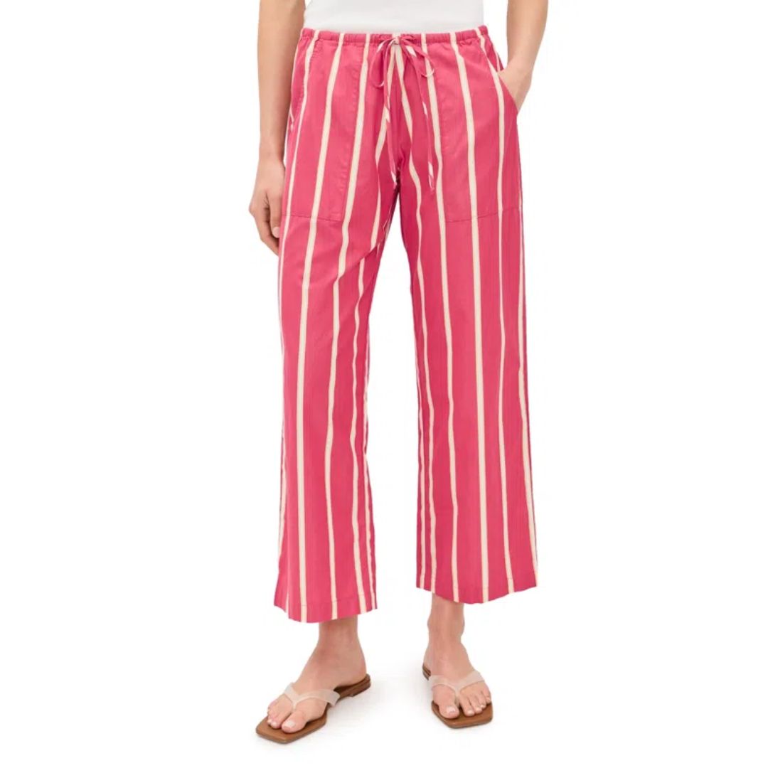 Donni Raspberry Stripe Pop Drawstring Pant