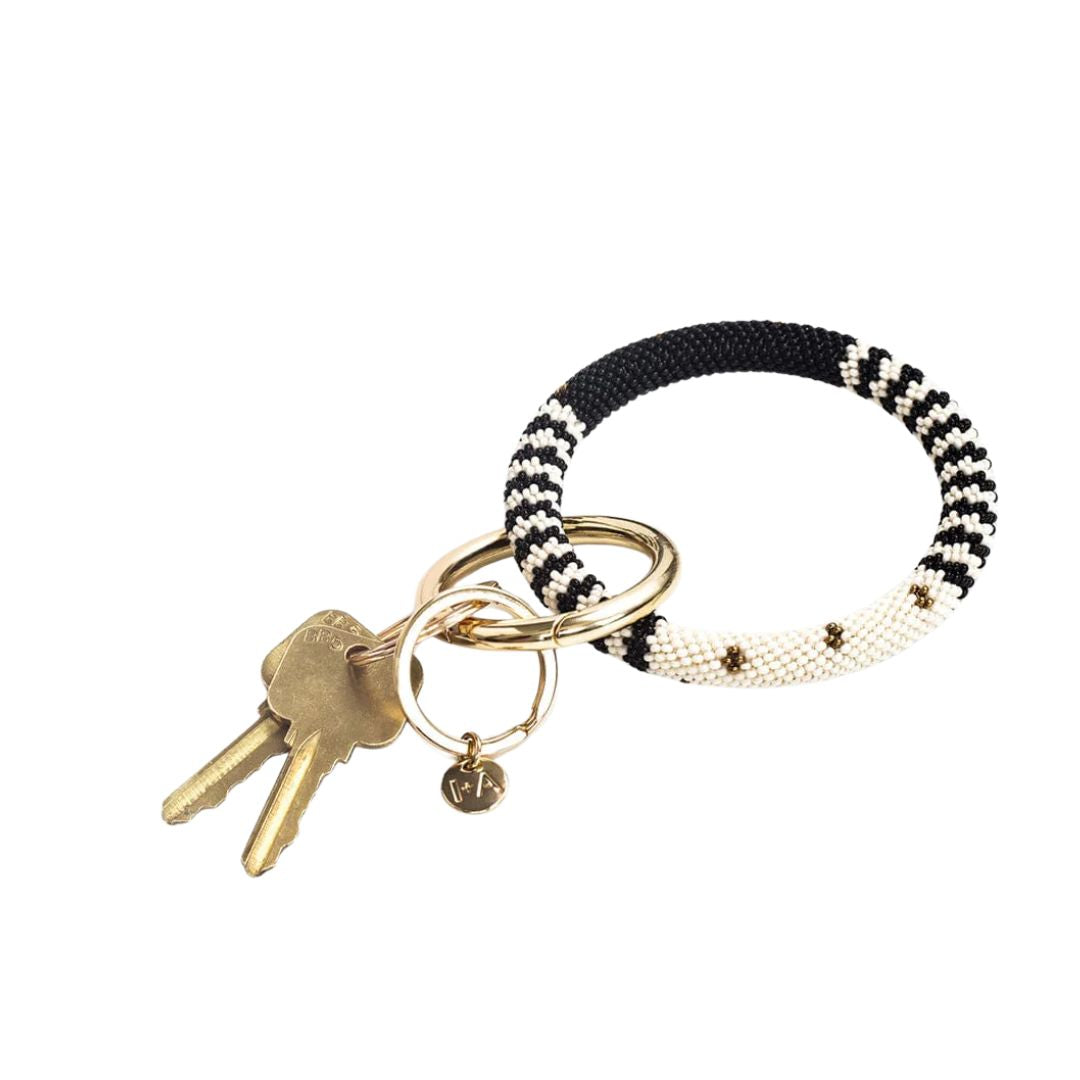 Chloe Stripe Beaded Key Ring Bracelet