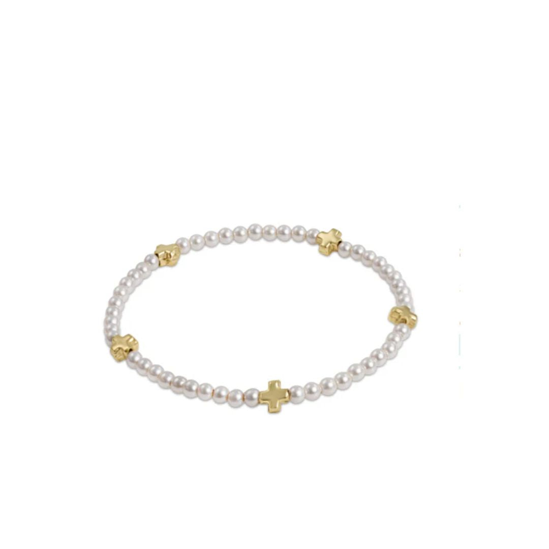 E Newton Signature Cross Pearl Bracelet