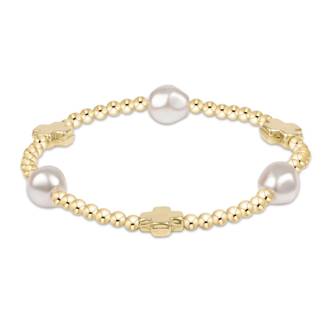 E Newton Signature Cross Pearl Bracelet