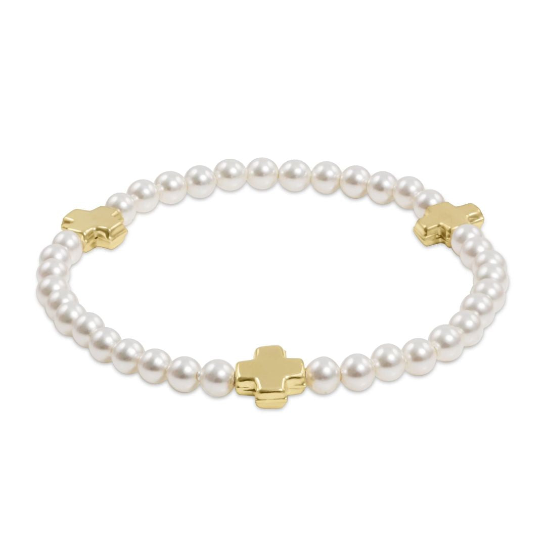 E Newton Signature Cross Pearl Bracelet