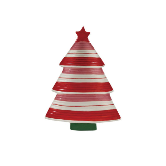 Hand-Painted Striped Tree Platter w/ Star