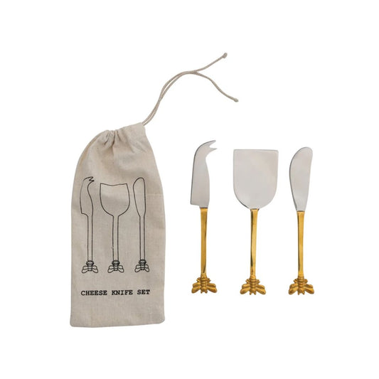 Stainless Steel & Brass Cheese Knives