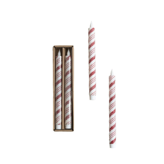 Candy Cane LED Taper Candles