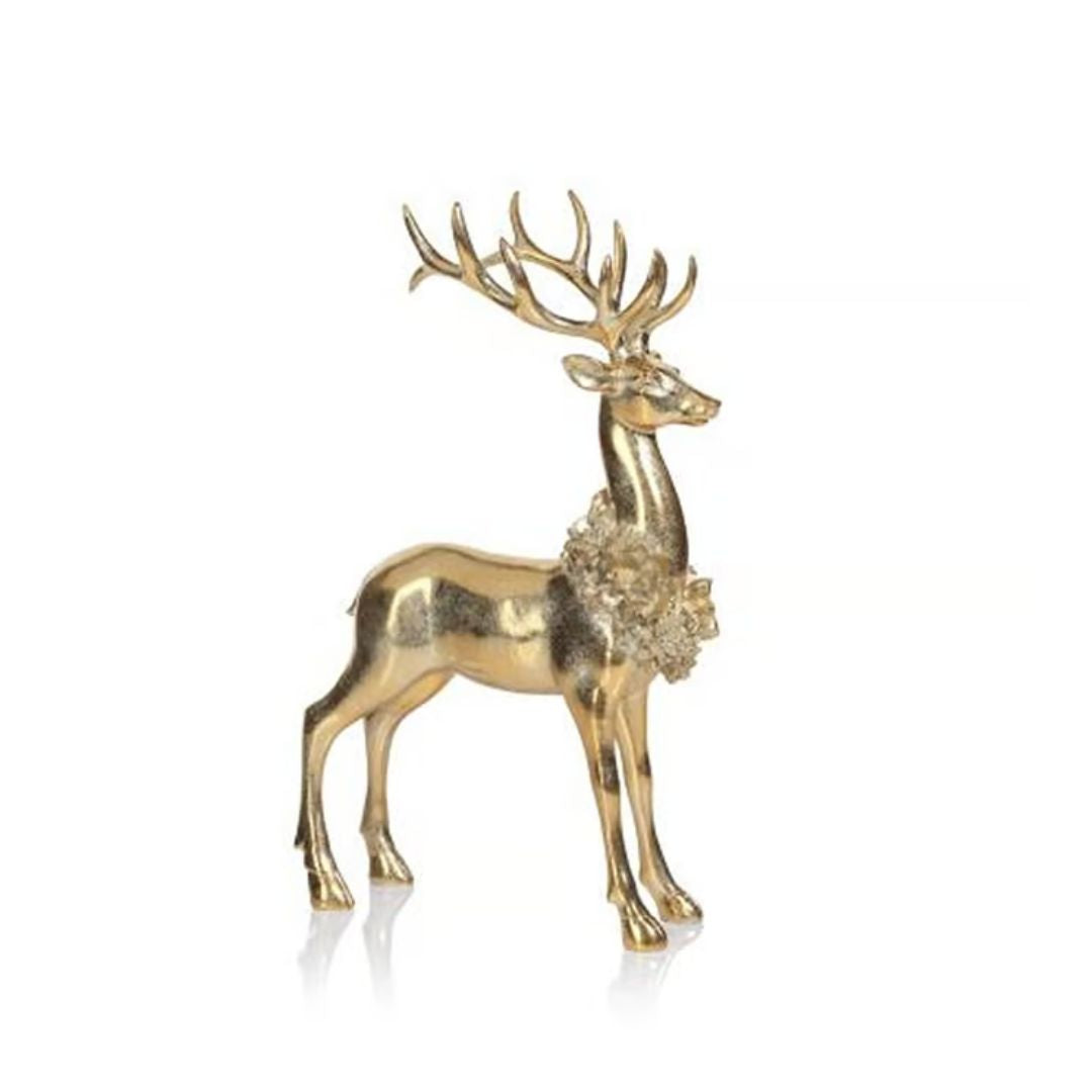 Golden Deer w/ Floral Wreath