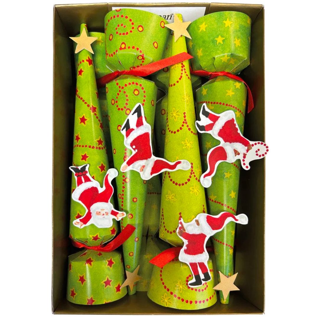 Caspari Twirling Santas Christmas Crackers