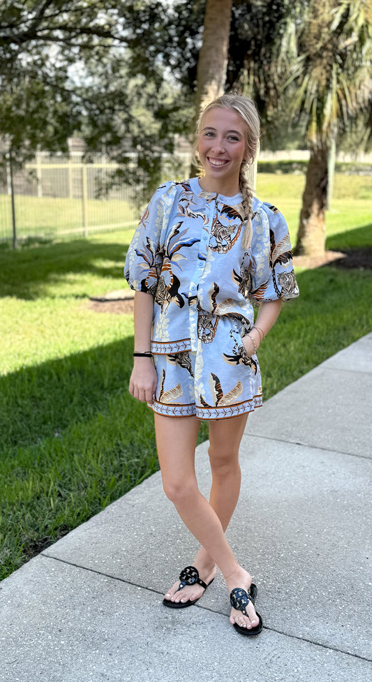 Las Sureñas Bali Tiger Light Blue Apparel