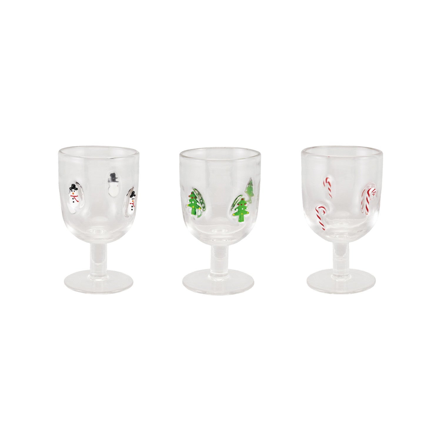 10 oz. Stemmed Wine Glass with Embedded Holiday Icons, 3 Styles
