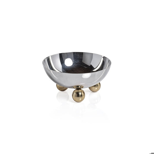 Condiment Bowl- Polished Nickel with Gold Feet