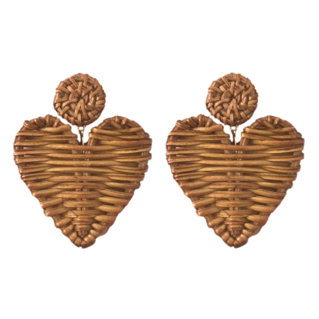 Rattan Valentine Heart Earrings